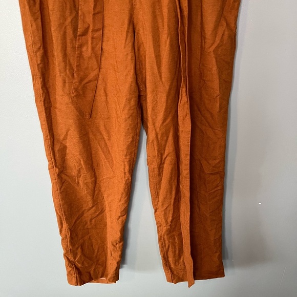 NWT American Eagle Linen Blend Pants With Belt - Pumpkin Spice - Picture 5 of 10